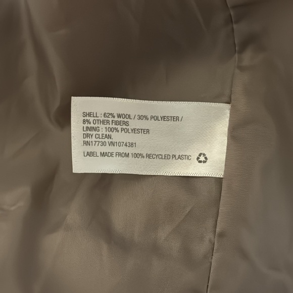 Merona Wool Blend Oatmeal/ Grey Color Long Peacoat with Belt - Picture 12 of 13